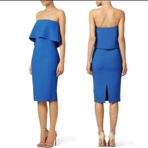 Likely driggs blue strapless bodycon sheath elegant knee length midi dress 2